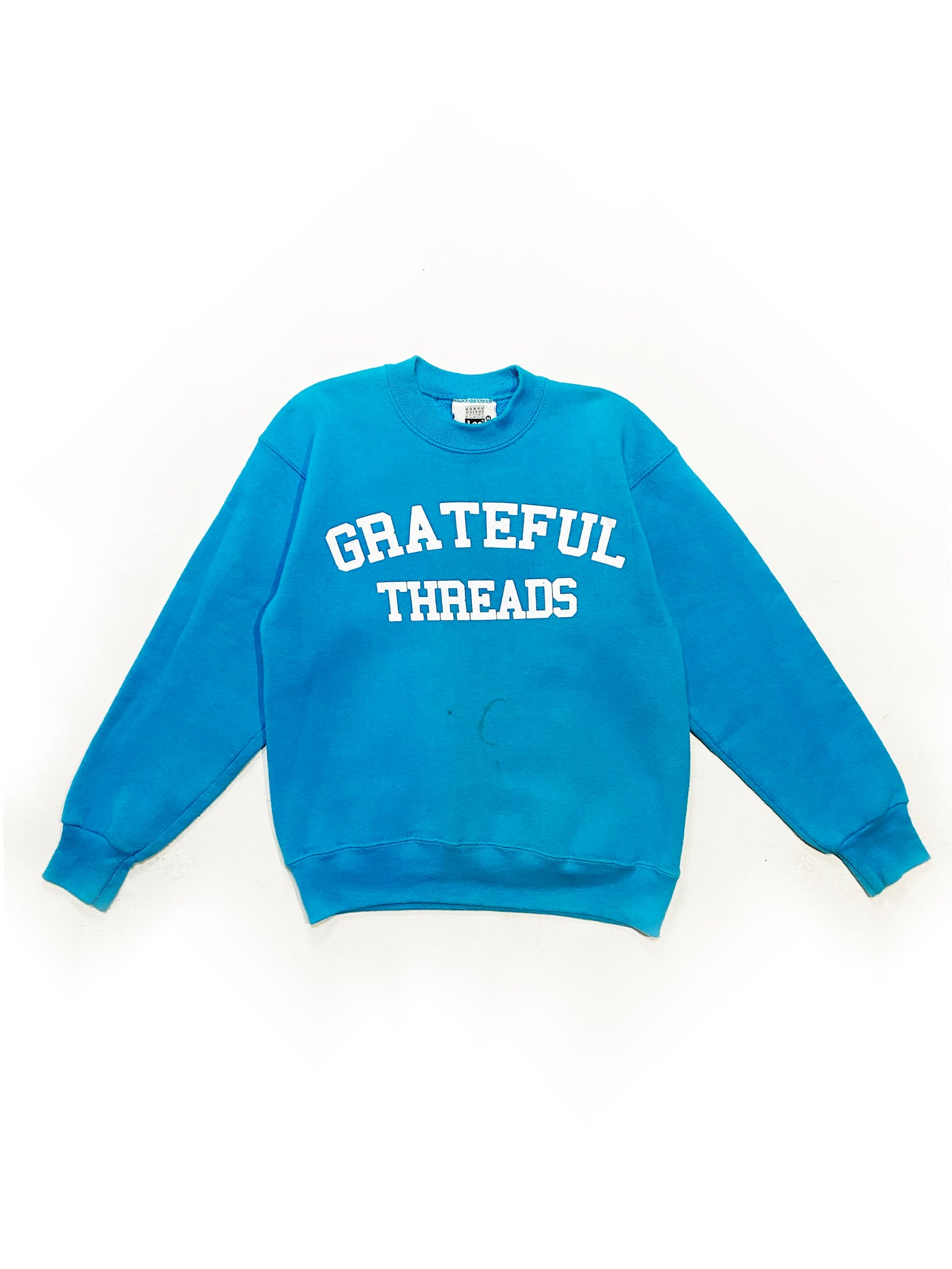 90s Lee Heavy Grateful Threads Spellout Crewneck - Aqua Blue - Size M