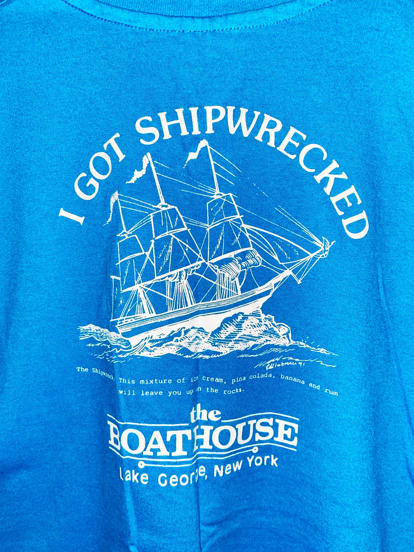 Vintage 1991 Boathouse Lake George, NY Shipwrecked T-Shirt