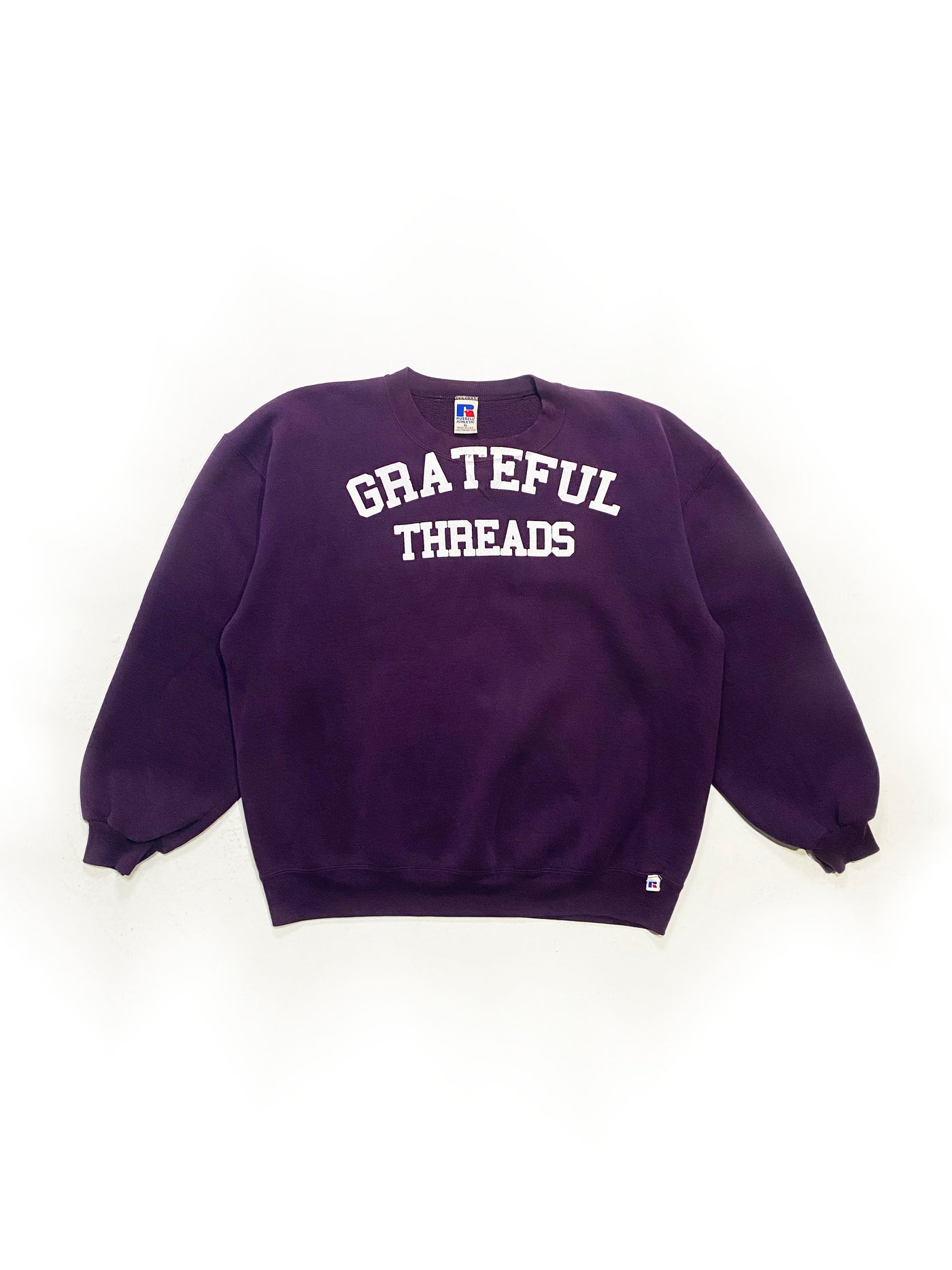 90s Russell Misprint Grateful Threads Spellout Crewneck - Dark Purple - Size XL