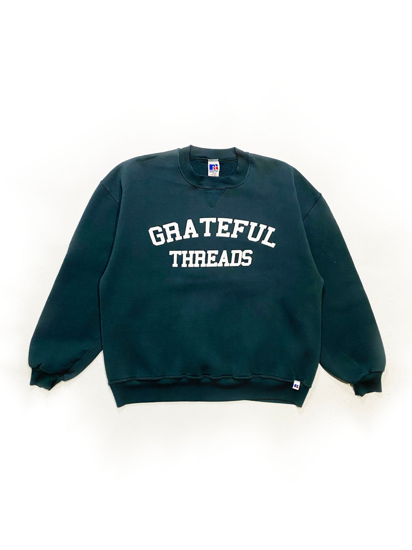 90s Russell Grateful Threads Spellout Crewneck - Dark Cyan - Size XL