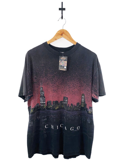 Vintage 1993 Chicago All Over Print Skyline T-Shirt