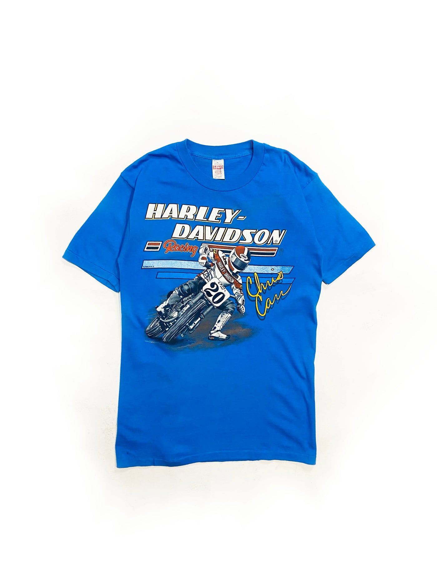 Vintage 1987 Harley Davidson Chris Carr Racing T-Shirt