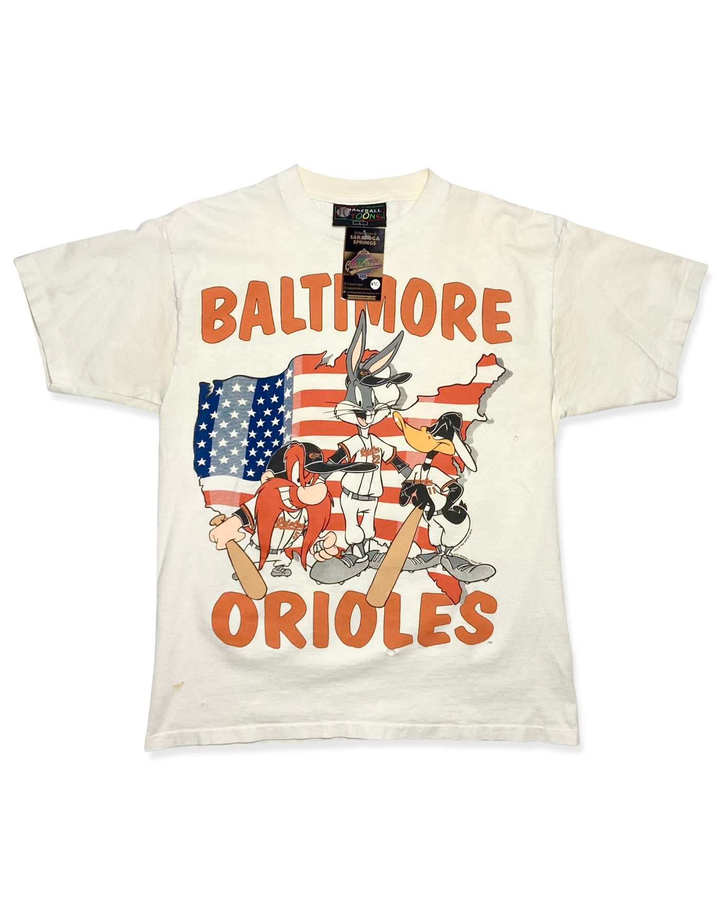 Vintage Baltimore Orioles Double Sided Looney Tunes Graphic T-Shirt