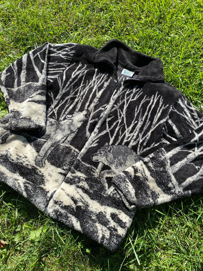 Vintage 90s All Over Print Wolf Fuzzy Jacket
