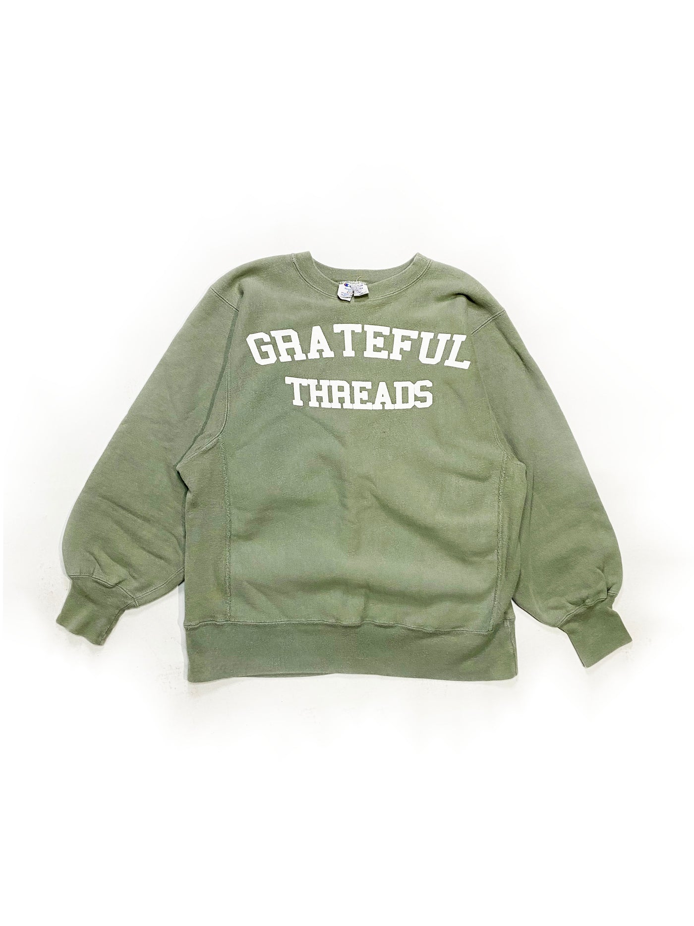 90s Champion Grateful Threads Spellout Crewneck - Sage Green - Size L