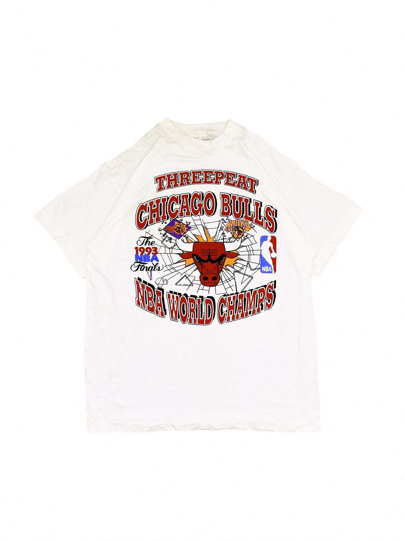 Vintage 1993 Three Peat Chicago Bulls Broken Glass T-Shirt