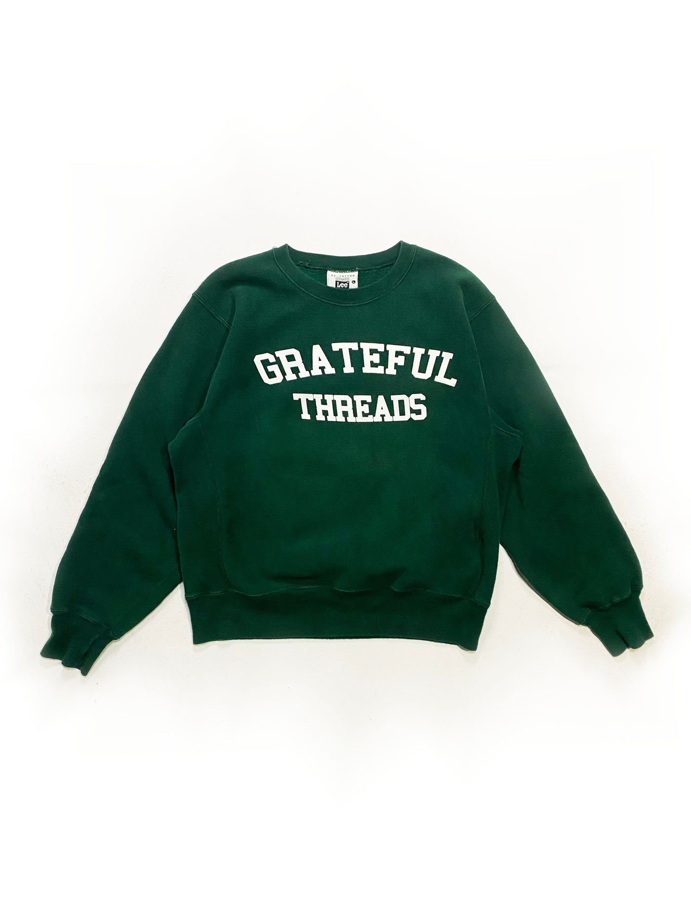 90s Lee Heavy Grateful Threads Spellout Crewneck - Forest Green - Size L