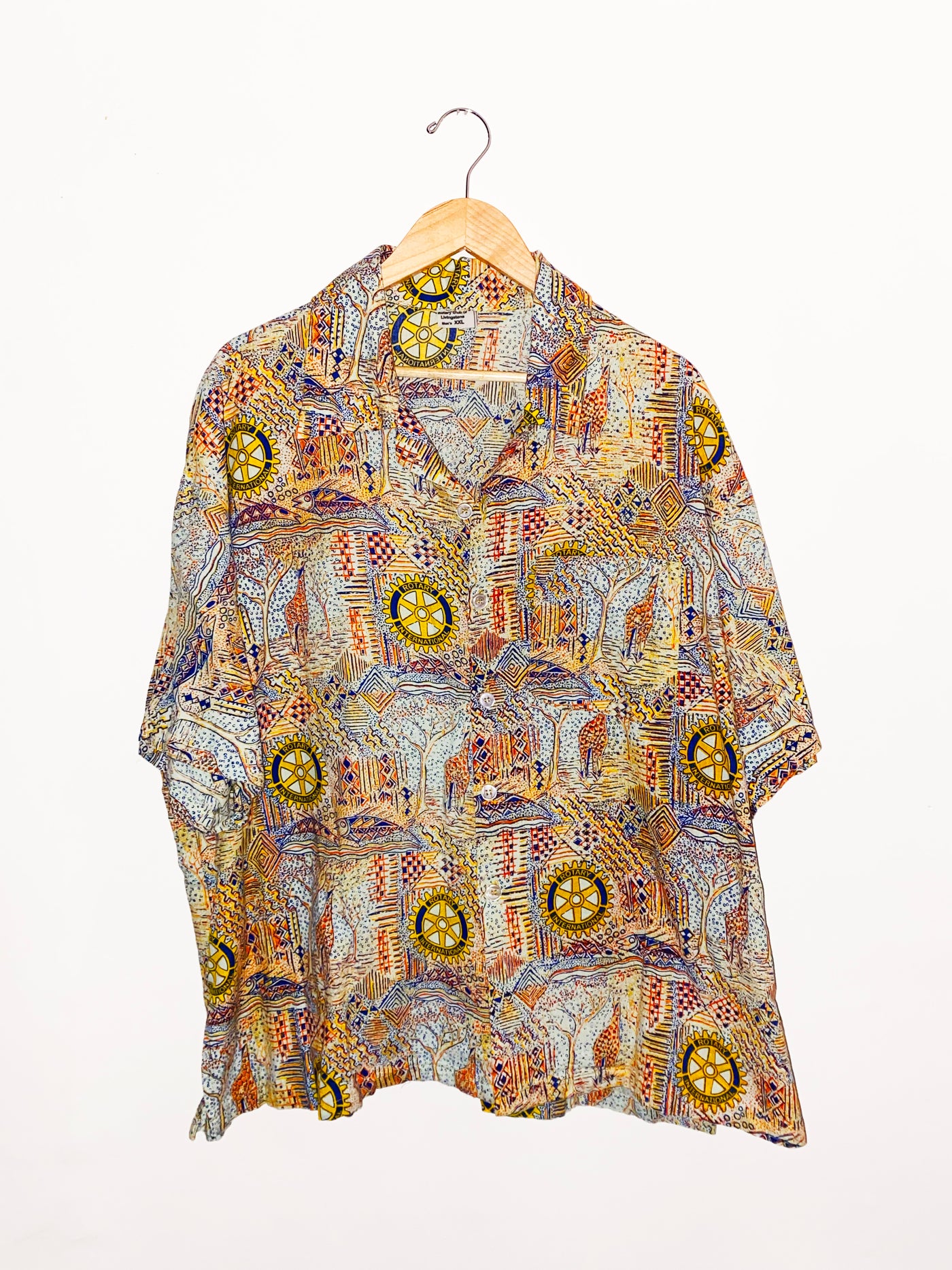 Vintage Rotary International African Themed Hawaiian Shirt