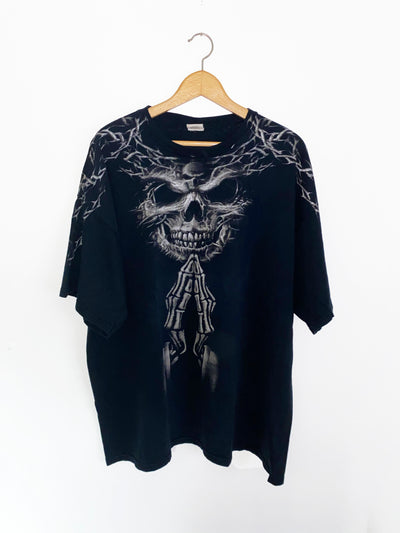 2000 Praying Ghoul Skeleton Barbed-Wire All Over Print T-Shirt